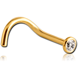 STERILE GOLD PVD COATED TITANIUM ALLOY OPTIMA CRYSTAL CURVED NOSE STUD