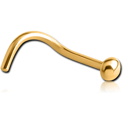 STERILE GOLD PVD COTED TITANIUM ALLOY LARGE CURVED HALF BALL NOSE STUD