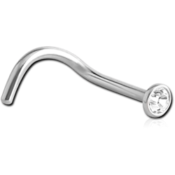 STERILE SURGICAL STEEL GRADE 316L JEWELED CURVED NOSE STUD