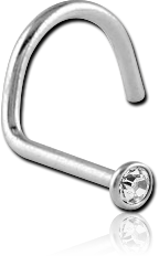 STERILE SURGICAL STEEL GRADE 316L LARGE CURVE JEWELED NOSE STUD
