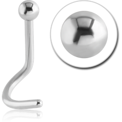 STERILE SURGICAL STEEL GRADE 316L 1.2MM THREADING CURVED NOSE STUD WITH BALL