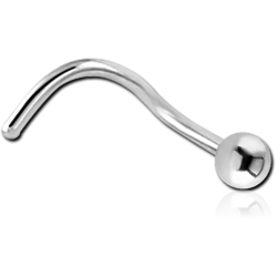 STERILE SURGICAL STEEL GRADE 316L 1.2MM THREADING CURVED NOSE STUD WITH BALL