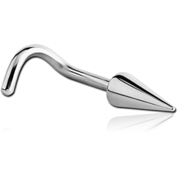 STERILE SURGICAL STEEL GRADE 316L 1.2MM THREADING CURVED NOSE STUD WITH LONG CONE