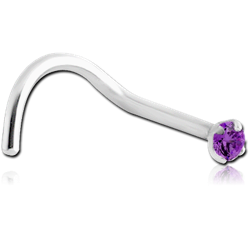 STERILE SURGICAL STEEL GRADE 316L CURVED PRONG SET 1.5MM JEWELED NOSE STUD