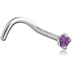STERILE SURGICAL STEEL GRADE 316L CURVED PRONG SET 2MM JEWELED NOSE STUD