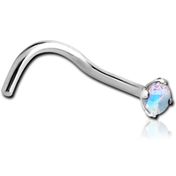 STERILE SURGICAL STEEL GRADE 316L CURVED PRONG SET 2.5MM JEWELED NOSE STUD