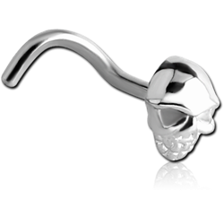 STERILE SURGICAL STEEL GRADE 316L CURVED NOSE STUD - SKULL