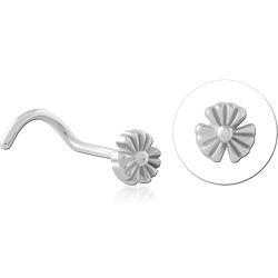 316L SURGICAL STEEL GRADE 316L CURVED NOSE STUD RIDGED ROSETTE FLOWER TOP