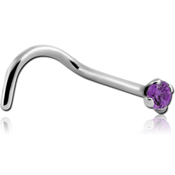 STERILE TITANIUM ALLOY CURVED PRONG SET 1.5MM JEWELED NOSE STUD