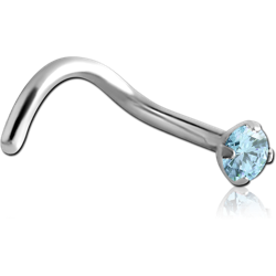 STERILE TITANIUM ALLOY CURVED PRONG SET 2.5MM JEWELED NOSE STUD