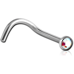 TITANIUM ALLOY GRADE 23 6AL-4V ELI-ASTM F136 STERILE OPTIMA CRYSTALCURVED NOSE STUD