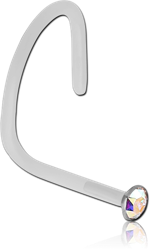 STERILE BIOFLEX INTERNAL CURVED NOSE STUD WITH SURGICAL STEEL GRADE 316L JEWELED DISC