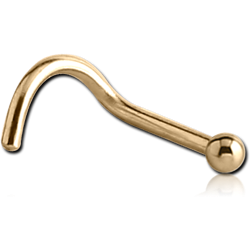 STERILE ZIRCON GOLD PVD COATED SURGICAL STEEL GRADE 316L CURVED BALL NOSE STUD