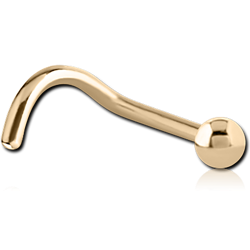 ZIRCON GOLD PVD COATED SURGICAL STEEL GRADE 316L CURVED BALL NOSE STUD