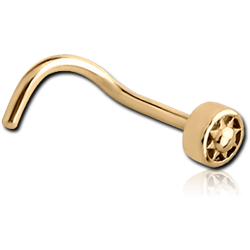 ZIRCON GOLD PVD COATED SURGICAL STEEL GRADE 316L CURVED NOSE STUD