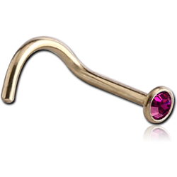 ZIRCON GOLD PVD COATED TITANIUM ALLOY JEWELED CURVED NOSE STUD