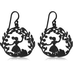 BLACK PVD COATED SURGICAL STEEL GRADE 316L EARRINGS - PICKING APPLES
