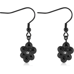 BLACK PVD COATED SURGICAL STEEL GRADE 316L JEWELED EARRINGS