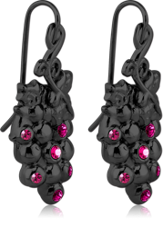 BLACK PVD COATED SURGICAL STEEL GRADE 316L JEWELED EARRINGS PAIR