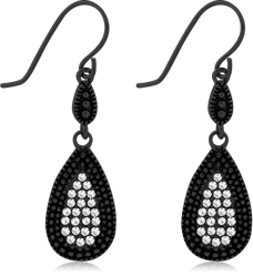 BLACK PVD COATED SURGICAL STEEL GRADE 316L JEWELED EARRINGS PAIR