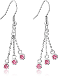 RHODIUM PLATED BASE METAL JEWELED EARRINGS PAIR