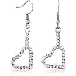 RHODIUM PLATED BASE METAL JEWELED EARRINGS PAIR