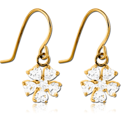 GOLD PVD COATED SURGICAL STEEL GRADE 316L JEWELED EARRINGS PAIR