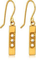 GOLD PVD COATED SURGICAL STEEL GRADE 316L JEWELED EARRINGS PAIR