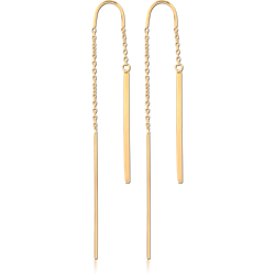 GOLD PVD COATED SURGICAL STEEL GRADE 316L CHAIN EARRINGS PAIR - HANGING BARS