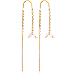 GOLD PVD COATED SURGICAL STEEL GRADE 316L CHAIN JEWELED EARRINGS PAIR