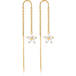 GOLD PVD COATED SURGICAL STEEL GRADE 316L CHAIN JEWELED EARRINGS PAIR