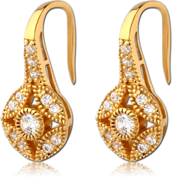GOLD PLATED STERLING 925 SILVER JEWELED EARRINGS PAIR