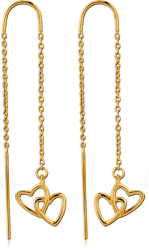 GOLD PVD COATED STERLING 925 SILVER CHAIN EARRINGS PAIR - TWO HEART