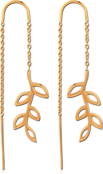 GOLD PVD COATED STERLING 925 SILVER CHAIN EARRINGS PAIR - LEAF