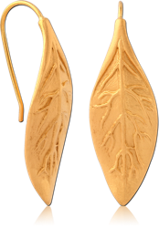 GOLD PVD COATED STERLING 925 SILVER EARRINGS PAIR - LEAF