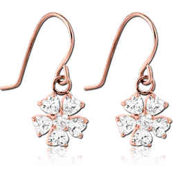 ROSE GOLD PVD COATED SURGICAL STEEL GRADE 316L JEWELED EARRINGS PAIR
