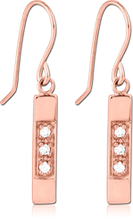 ROSE GOLD PVD COATED SURGICAL STEEL GRADE 316L JEWELED EARRINGS PAIR