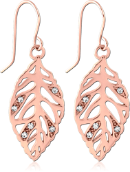ROSE GOLD PVD COATED SURGICAL STEEL GRADE 316L JEWELED EARRINGS PAIR