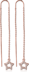 ROSE GOLD PVD COATED SURGICAL STEEL GRADE 316L CHAIN JEWELED EARRINGS PAIR - STAR