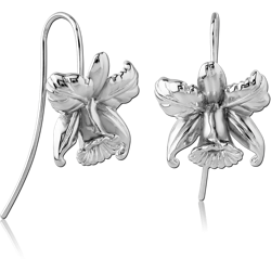 RHODIUM PLATED STERLING 925 SILVER EARRINGS PAIR - FLOWER