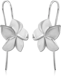 RHODIUM PLATED STERLING 925 SILVER EARRINGS PAIR - FLOWER