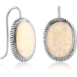 SURGICAL STEEL GRADE 316L ORGANIC SYNTHETIC MOTHER OF PEARL MOSAIC EARRING