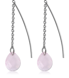 SURGICAL STEEL GRADE 316L JEWELED EARRINGS PAIR - DROP ON CHAIN