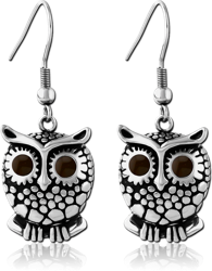 SURGICAL STEEL GRADE 316L EARRINGS WITH ENAMEL - OWL