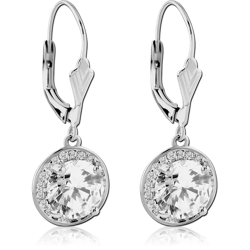 SURGICAL STEEL GRADE 316L JEWELED EARRINGS PAIR