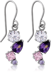 SURGICAL STEEL GRADE 316L JEWELED EARRINGS