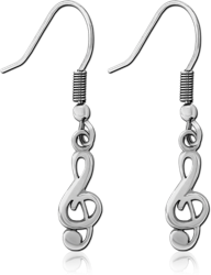 SURGICAL STEEL GRADE 316L EARRINGS PAIR - MUSIC NOTE
