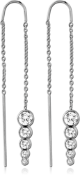 STERLING STERLING 925 SILVER 925 CHAIN EARRINGS PAIR - CIRCLE
