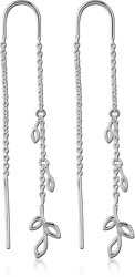 STERLING STERLING 925 SILVER 925 CHAIN EARRINGS PAIR - LEAF