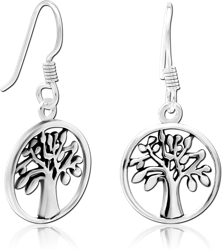 STERLING 925 SILVER EARRINGS PAIR - TREE OF LIFE